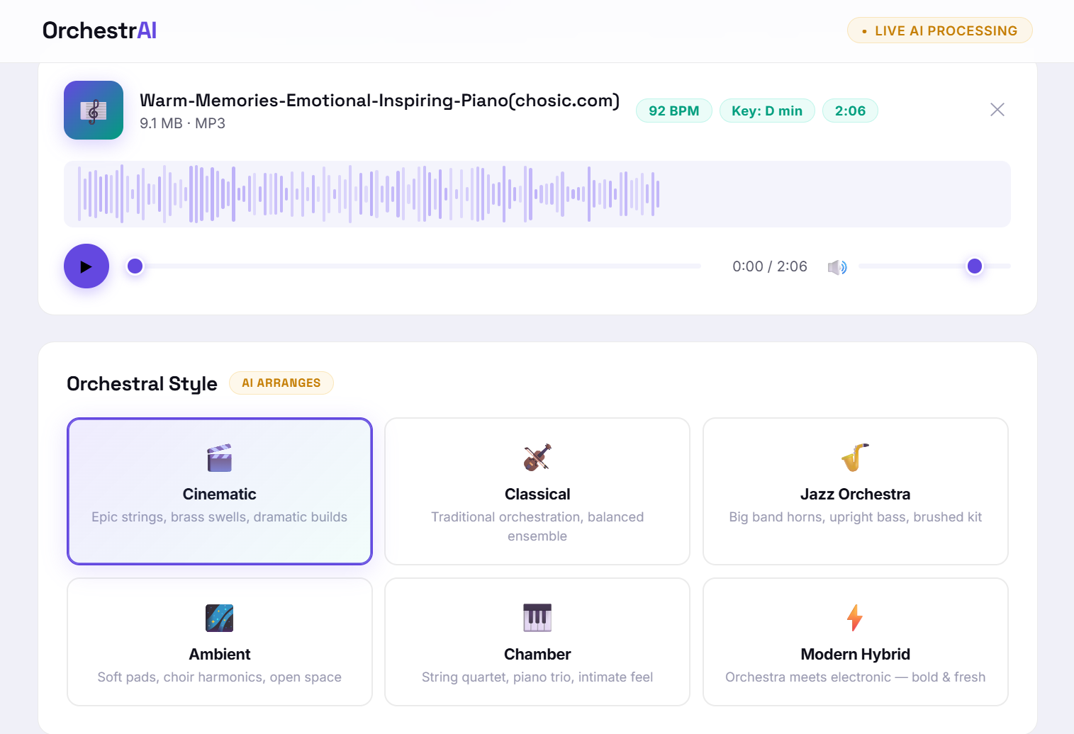 ORCHESTRA AI: Music Enhancer and AI Orchestra Generation System