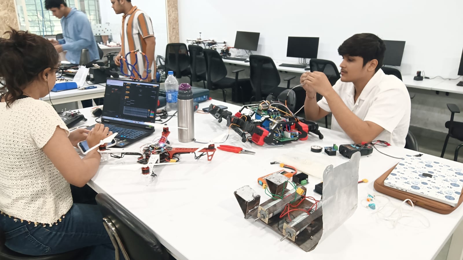 Some students in the AIDC Lab are doing project work and participating in competitions