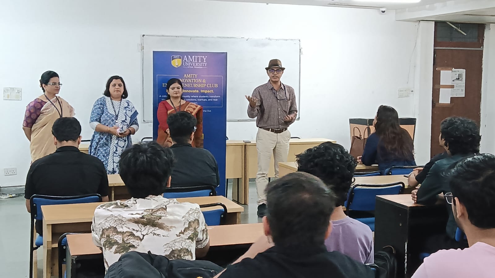 The Amity Innovation & Entrepreneurship Club is hosting a get-together meeting for faculty and students.