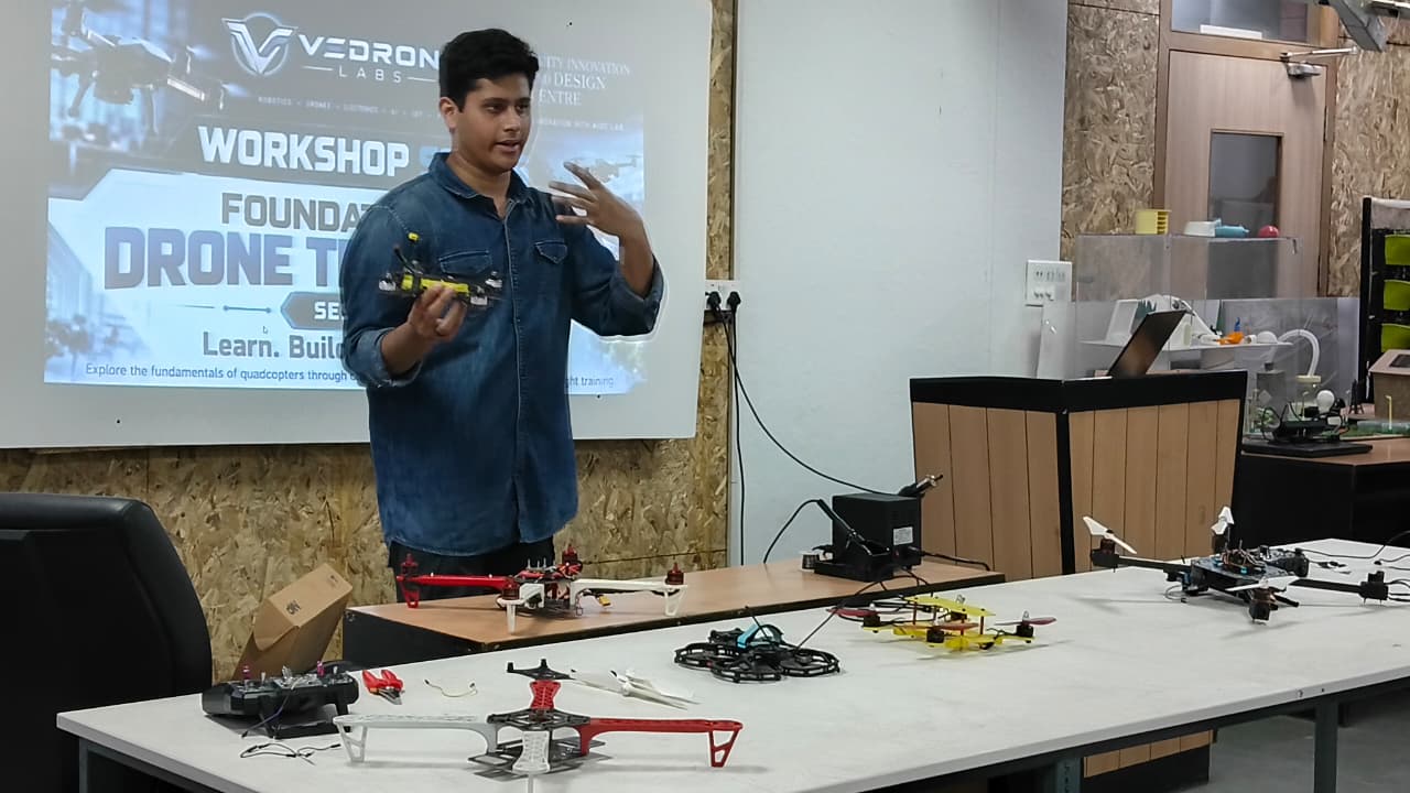 Visit the AIDC Lab at Gautam Buddha University, Noida, to learn about drone manufacturing and assembly.