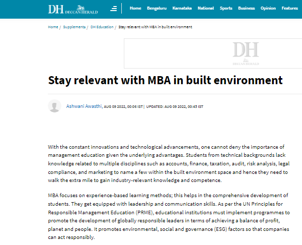 Stay relevant with MBA in built environment