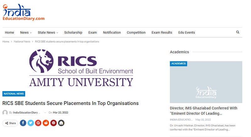 RICS SBE Students Secure Placements In Top Organisations