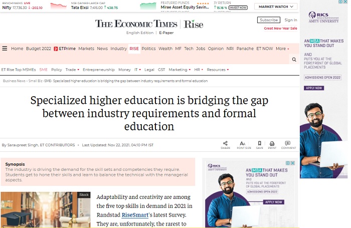 Specialized higher education is bridging the gap between industry requirements and formal education