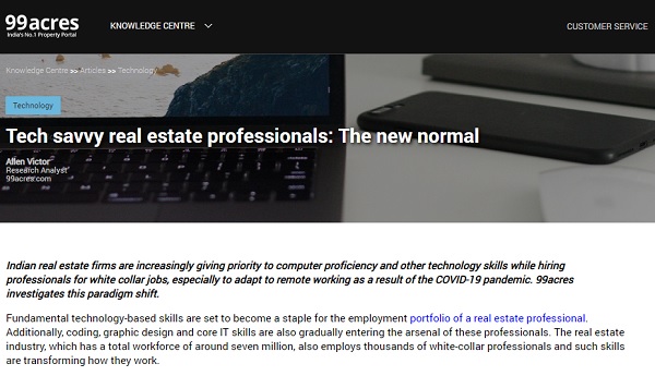 Tech savvy real estate professionals: The new normal