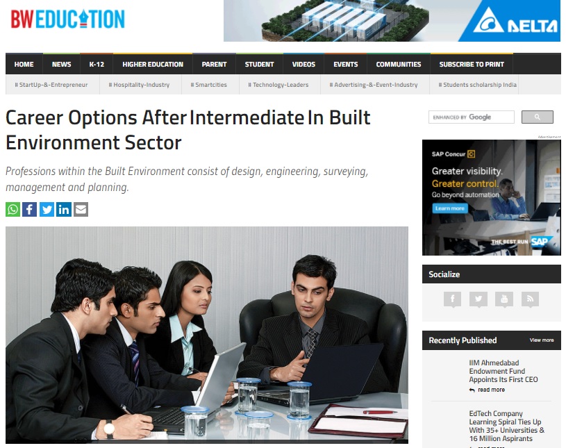 Career Options After Intermediate In Built Environment Sector
