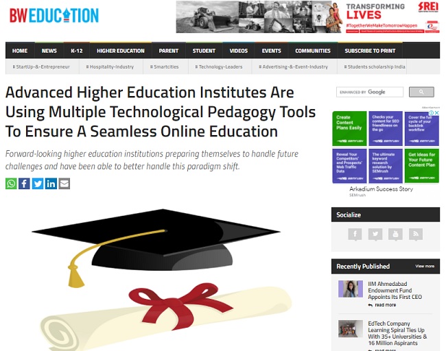 Advanced Higher Education Institutes Are Using Multiple Technological Pedagogy Tools