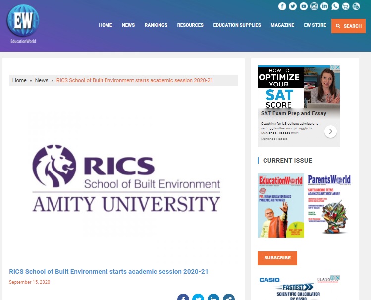 RICS School of Built Environment starts academic session 2020-21