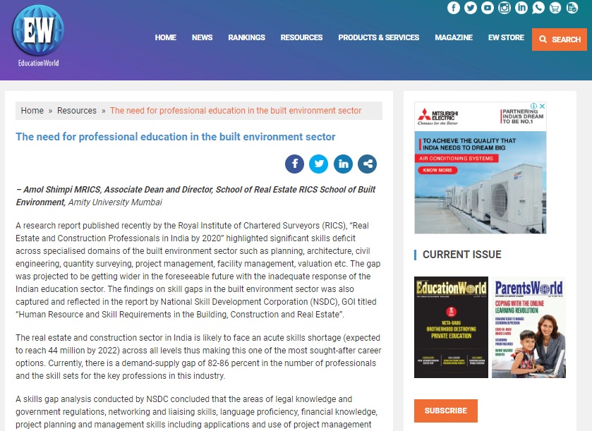 The need for professional education in the built environment sector