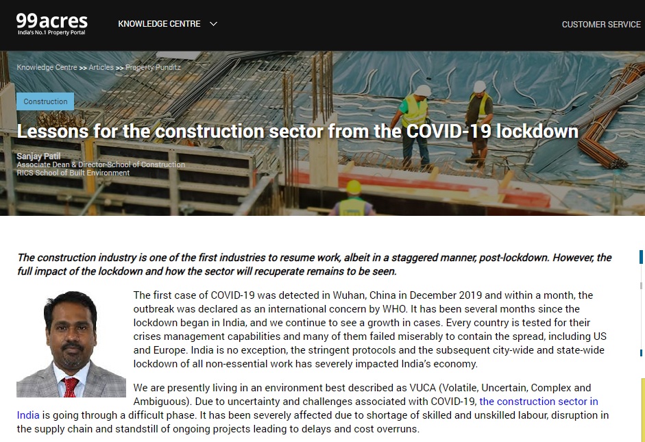 Lessons for the construction sector from the COVID-19 lockdown