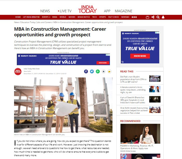 MBA in Construction Management: Career opportunities and growth prospect